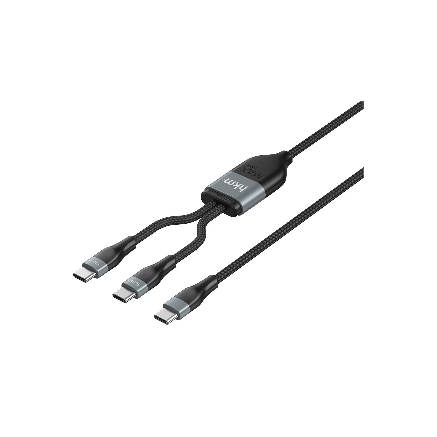 hkm tech DUO POWER 100W Çift Uçlu, Type-C to Type-C + Type-C Şarj Kablosu