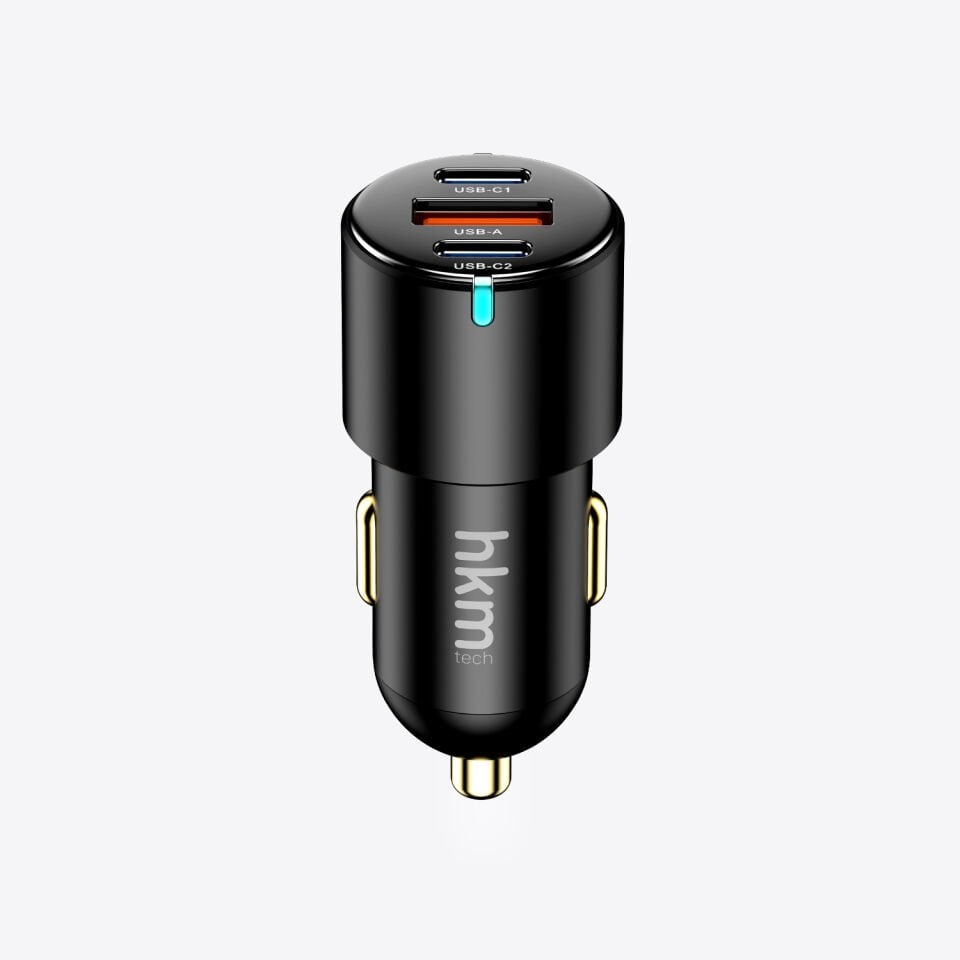 hkm tech HYPER 60W Hızlı Şarj Destekli, 3 girişli (2xType-C 1xUSB) Araç İçi Çakmaklık Şarj Aleti