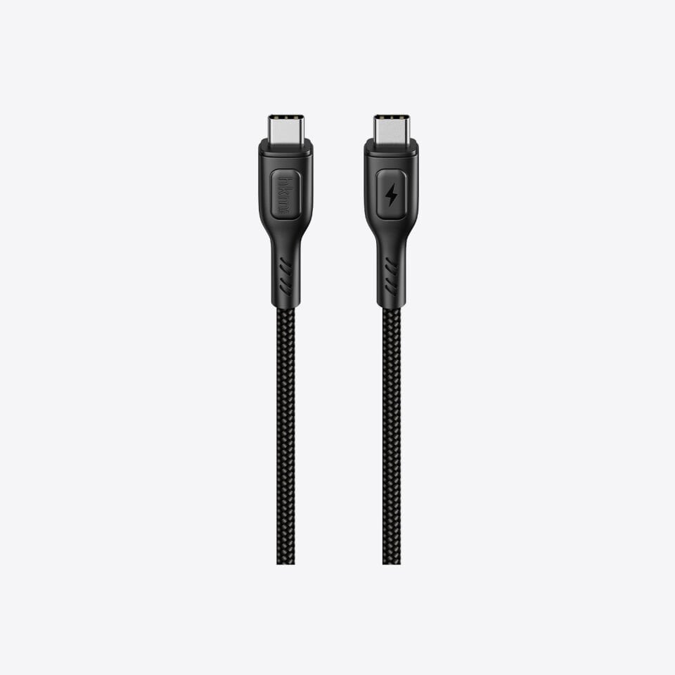 hkm tech KNIT 60W Hızlı Şarj Destekli, Type-C to Type-C Şarj ve Data Aktarım Kablosu Siyah