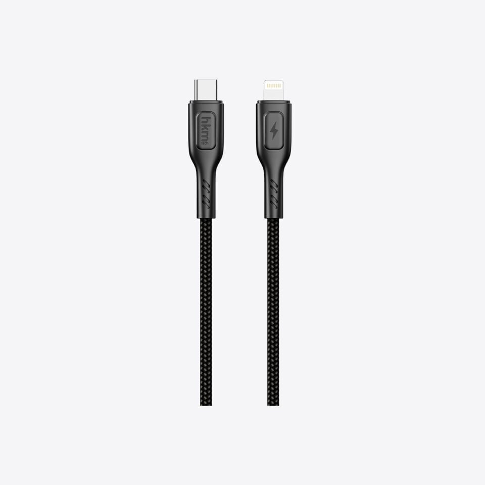 hkm tech KNIT 30W Hızlı Şarj Destekli, Type-C to Lightning Şarj ve Data Aktarım Kablosu