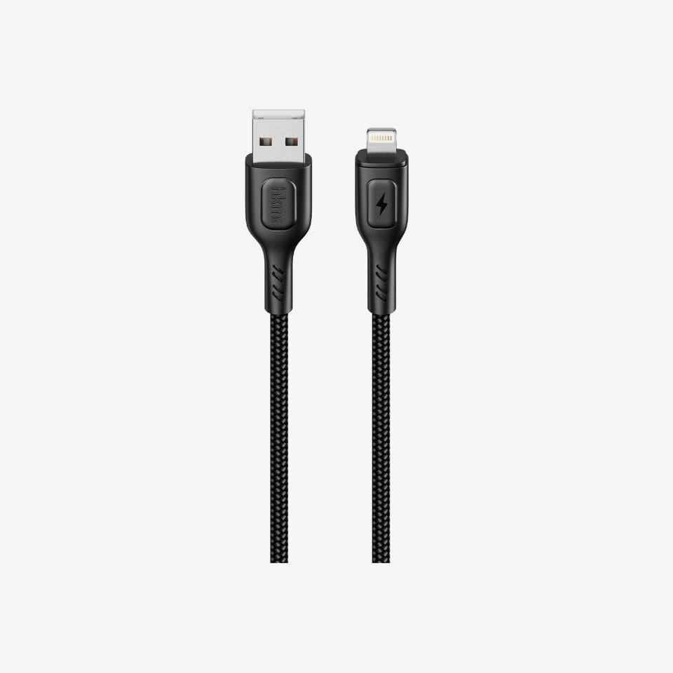 hkm tech KNIT 2A Çıkışlı, USB-A to Lightning Şarj ve Data Aktarım Kablosu Siyah