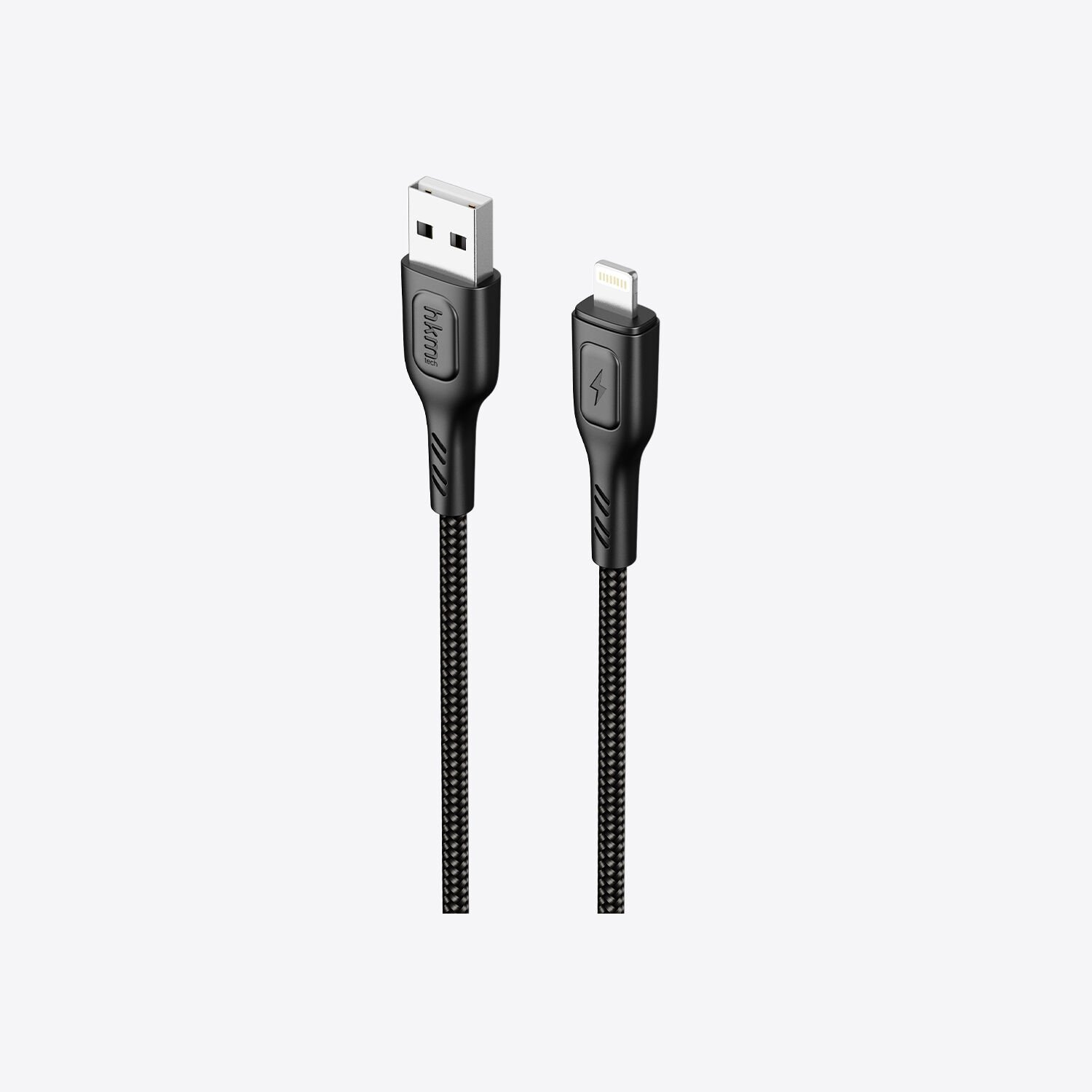 hkm tech KNIT 2A Çıkışlı, USB-A to Lightning Şarj ve Data Aktarım Kablosu Siyah