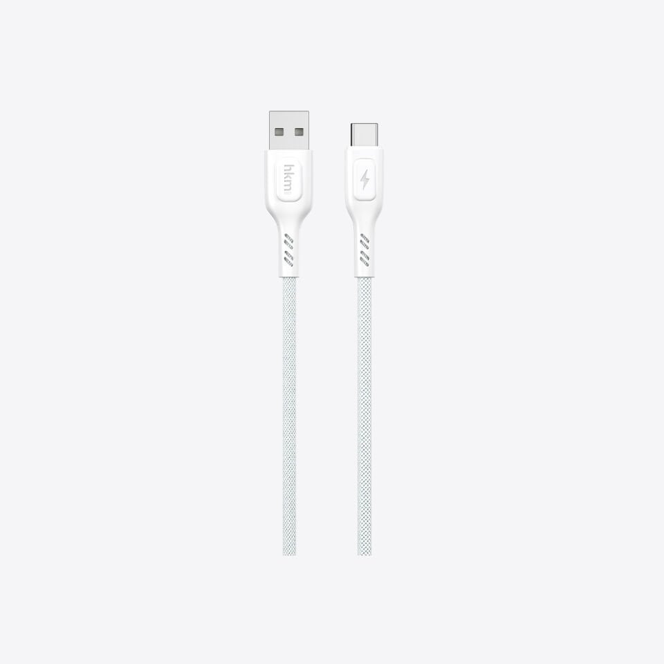 hkm tech KNIT 2A Çıkışlı, USB-A to Type-C Şarj ve Data Aktarım Kablosu