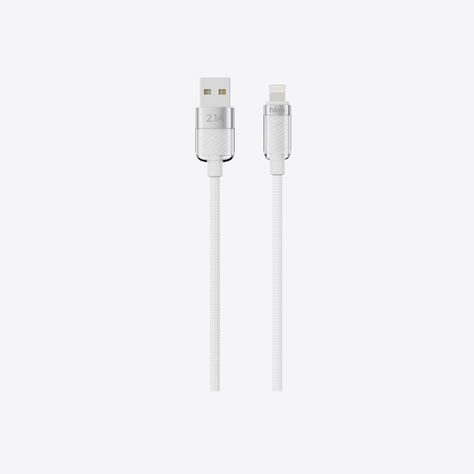 hkm tech KNIT GLAM 2.1A Hızlı Şarj Destekli, USB-A to Lightning Şarj ve Data Aktarım Kablosu