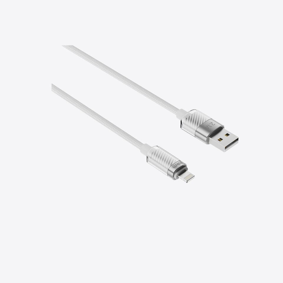 hkm tech KNIT GLAM 2.1A Hızlı Şarj Destekli, USB-A to Lightning Şarj ve Data Aktarım Kablosu Beyaz