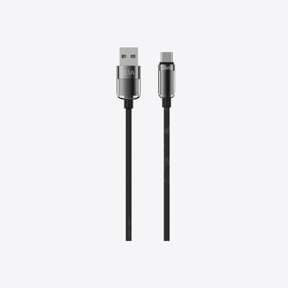 hkm tech KNIT GLAM 2.1A Hızlı Şarj Destekli, USB-A to Type-C Şarj ve Data Aktarım Kablosu