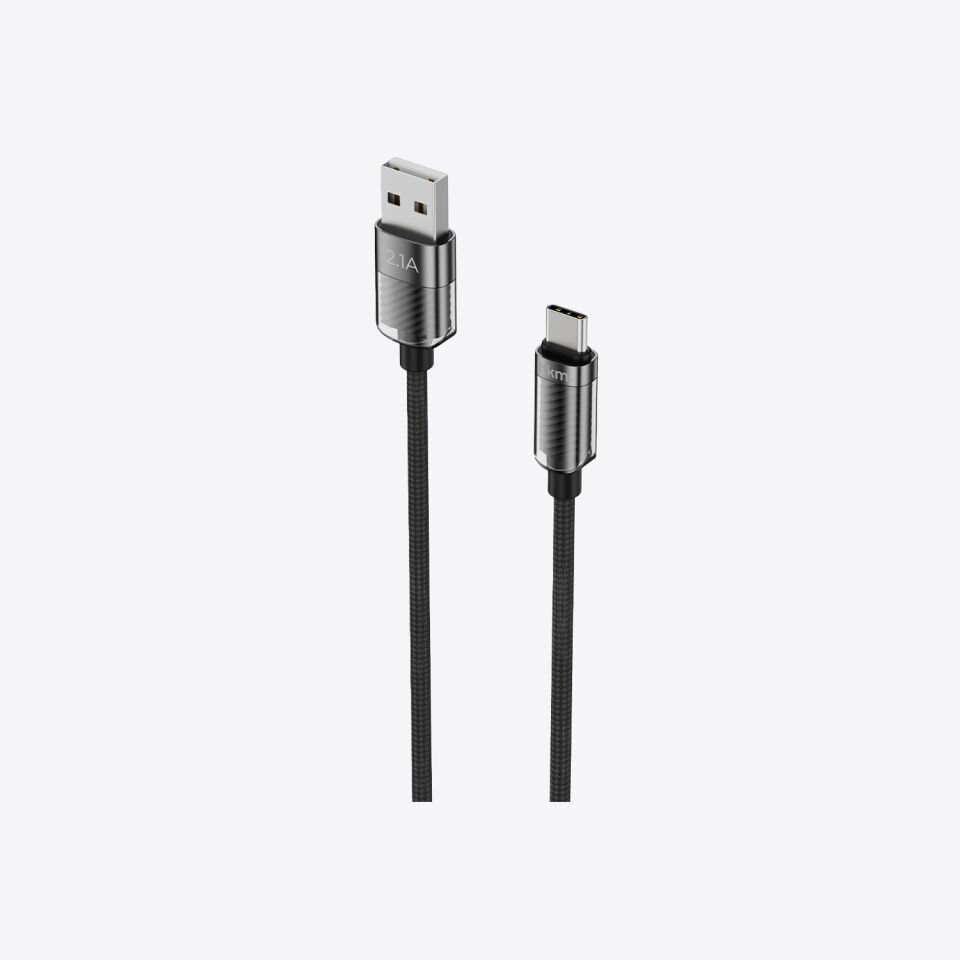 hkm tech KNIT GLAM 2.1A Hızlı Şarj Destekli, USB-A to Type-C Şarj ve Data Aktarım Kablosu