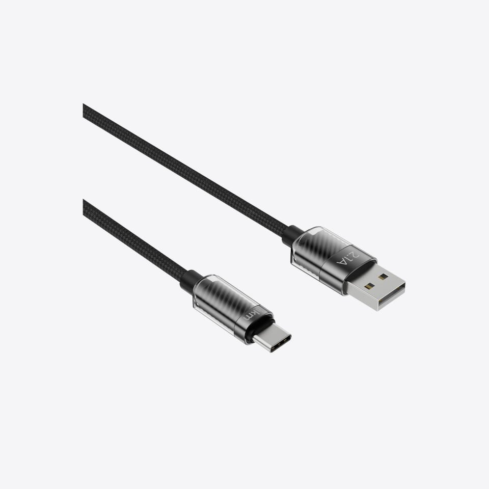 hkm tech KNIT GLAM 2.1A Hızlı Şarj Destekli, USB-A to Type-C Şarj ve Data Aktarım Kablosu Siyah