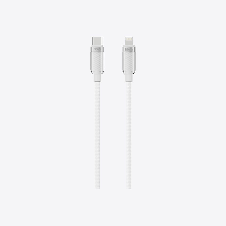 hkm tech KNIT GLAM 30W Hızlı Şarj Destekli, Type-C to Lightning Şarj ve Data Aktarım Kablosu