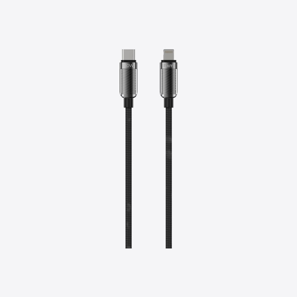 hkm tech KNIT GLAM 30W Hızlı Şarj Destekli, Type-C to Lightning Şarj ve Data Aktarım Kablosu