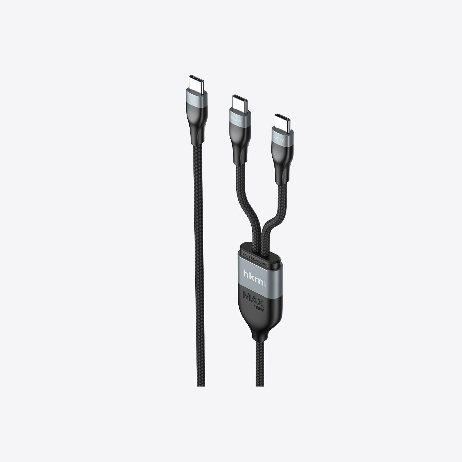 hkm tech DUO POWER 100W Çift Uçlu, Type-C to Type-C + Type-C Şarj Kablosu