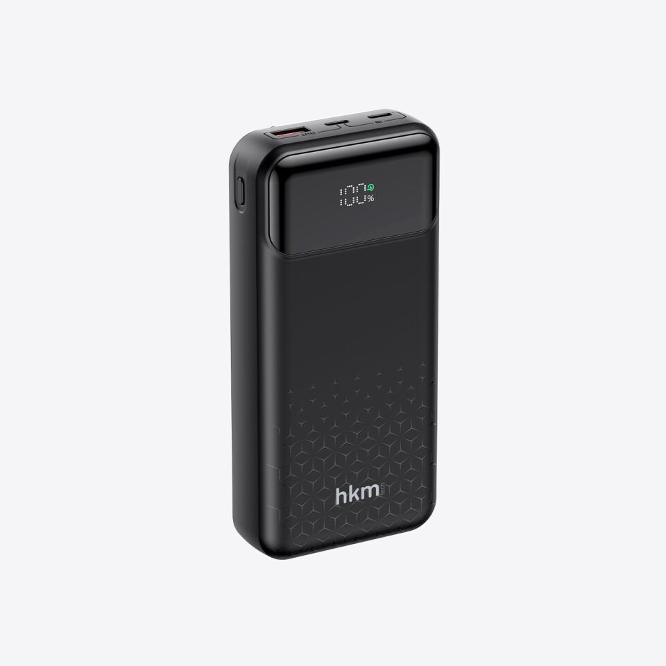 hkm tech POWER NANO 20.000 mAh 20W Hızlı Şarj Destekli, Type-C ve Lightning Kablolu Powerbank