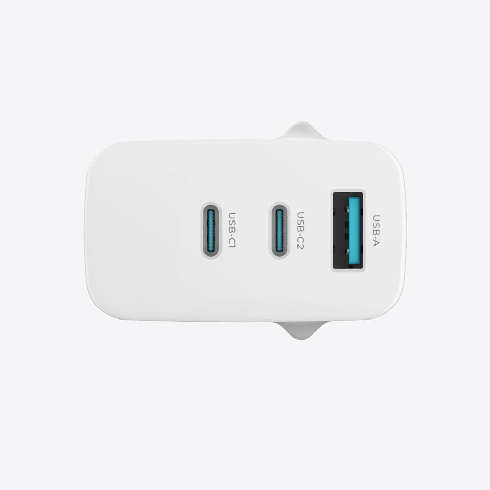 hkm tech GaN MULTI 65W USB-A ve 2*Type-C Üç Portlu Hızlı Şarj Aleti