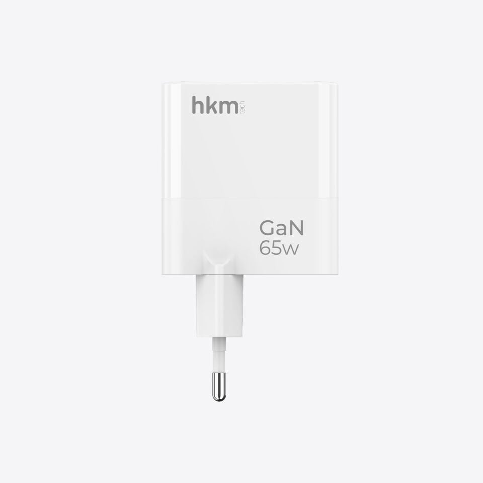 hkm tech GaN MULTI 65W USB-A ve 2*Type-C Üç Portlu Hızlı Şarj Aleti