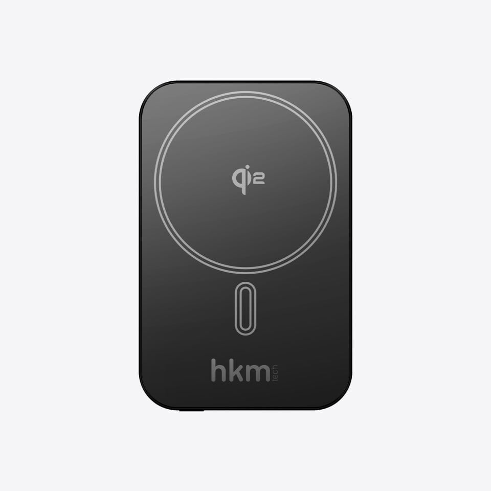hkm tech MAG Q-ELITE 5.000 mAh 20W Qi2 Teknolojili ve MagSafe Uyumlu Kablosuz İnce Powerbank Siyah