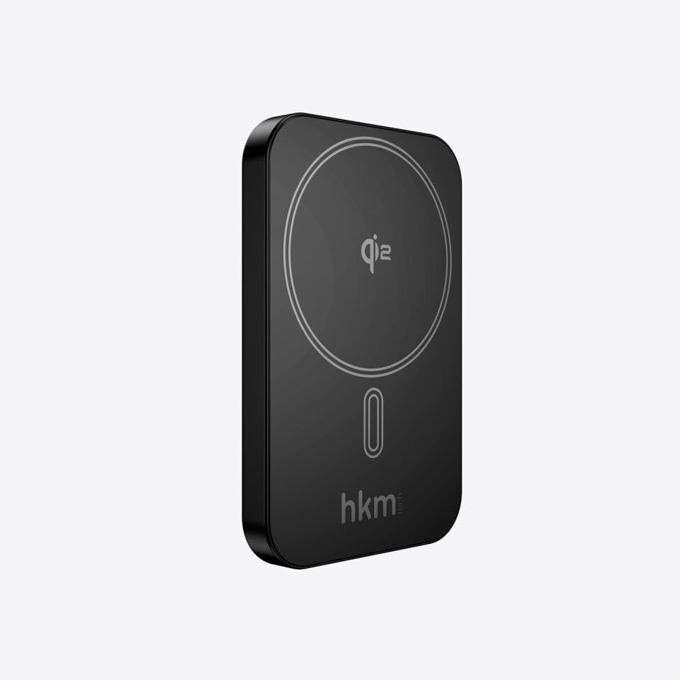 hkm tech MAG Q-ELITE 5.000 mAh 20W Qi2 Teknolojili ve MagSafe Uyumlu Kablosuz İnce Powerbank Siyah